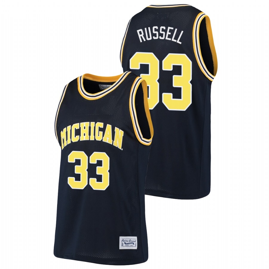 Michigan Wolverines Men's NCAA Cazzie Russell #33 Navy Alumni College Basketball Jersey HFP7049GI